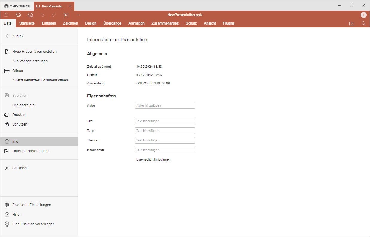 Registerkarte Datei