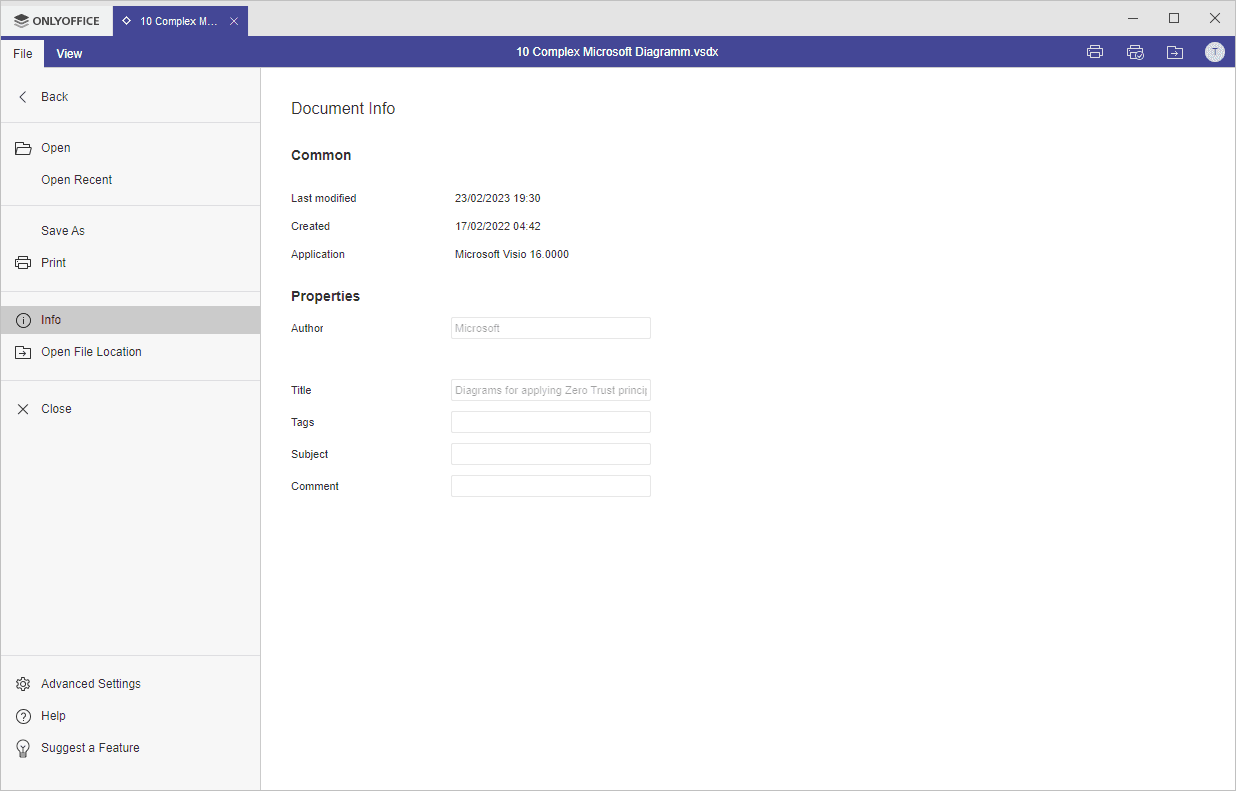 File tab Desktop