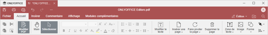 Onglet Accueil - Édition