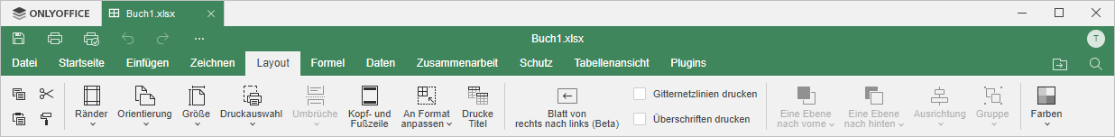 Registerkarte Layout