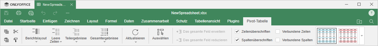 Registerkarte Pivot-Tabelle