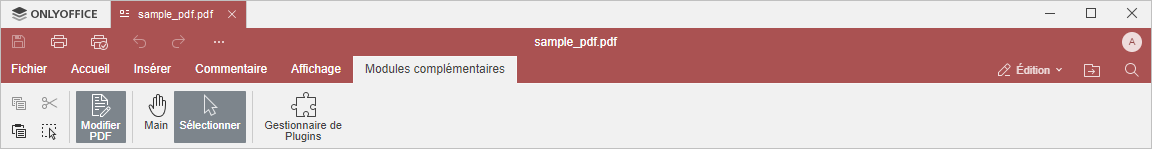 Onglet Modules complémentaires