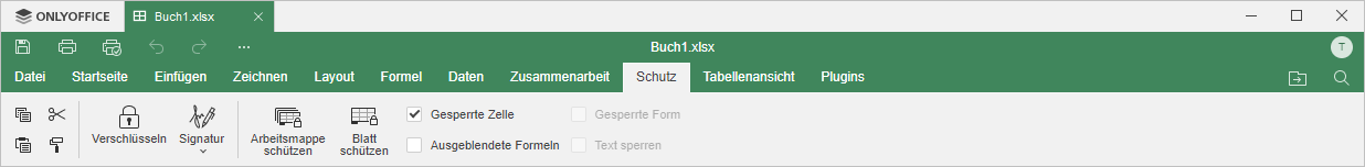 Registerkarte Schutz