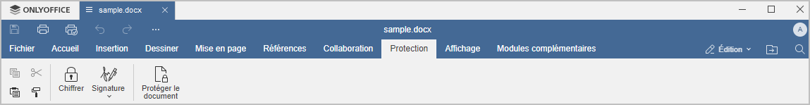 Onglet Protection