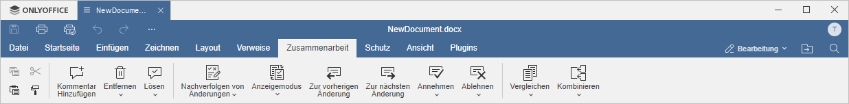 Registerkarte Zusammenarbeit