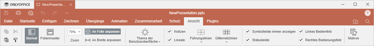 Registerkarte Ansicht