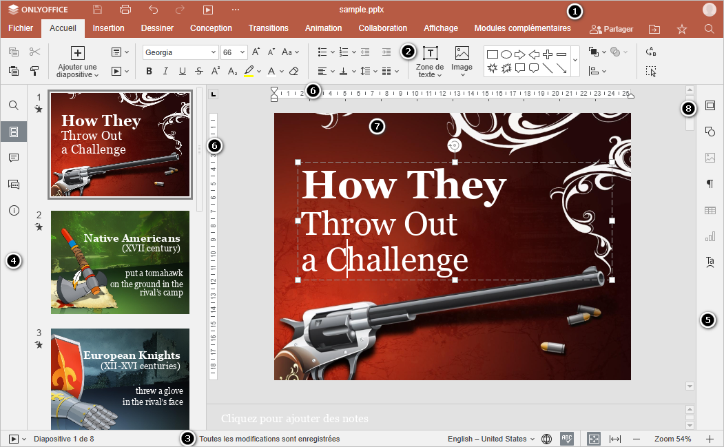 Fenêtre de l'éditeur en ligne