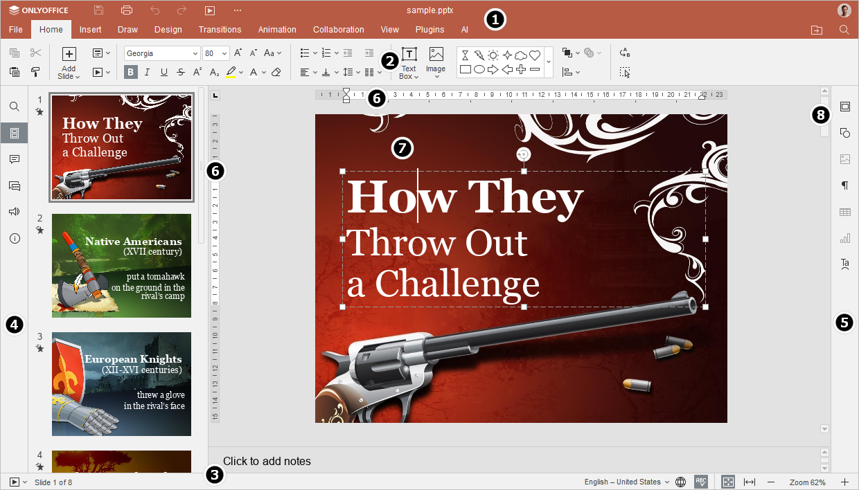 Online Presentation Editor window