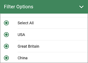 Filter Options panel