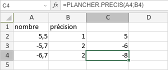 Fonction PLANCHER.PRECIS