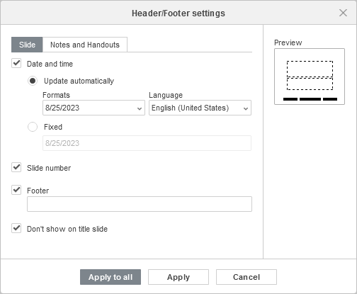Footer Settings