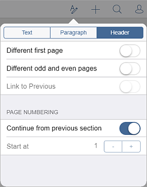 Header settings