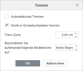 Silbentrennungseinstellungen