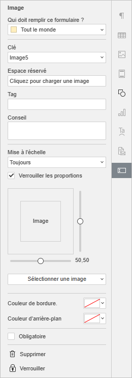 Paramètres du champ image
