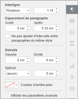 Retraits - panneau droit