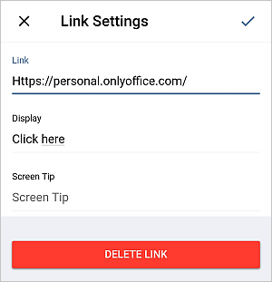 Hyperlink Settings window