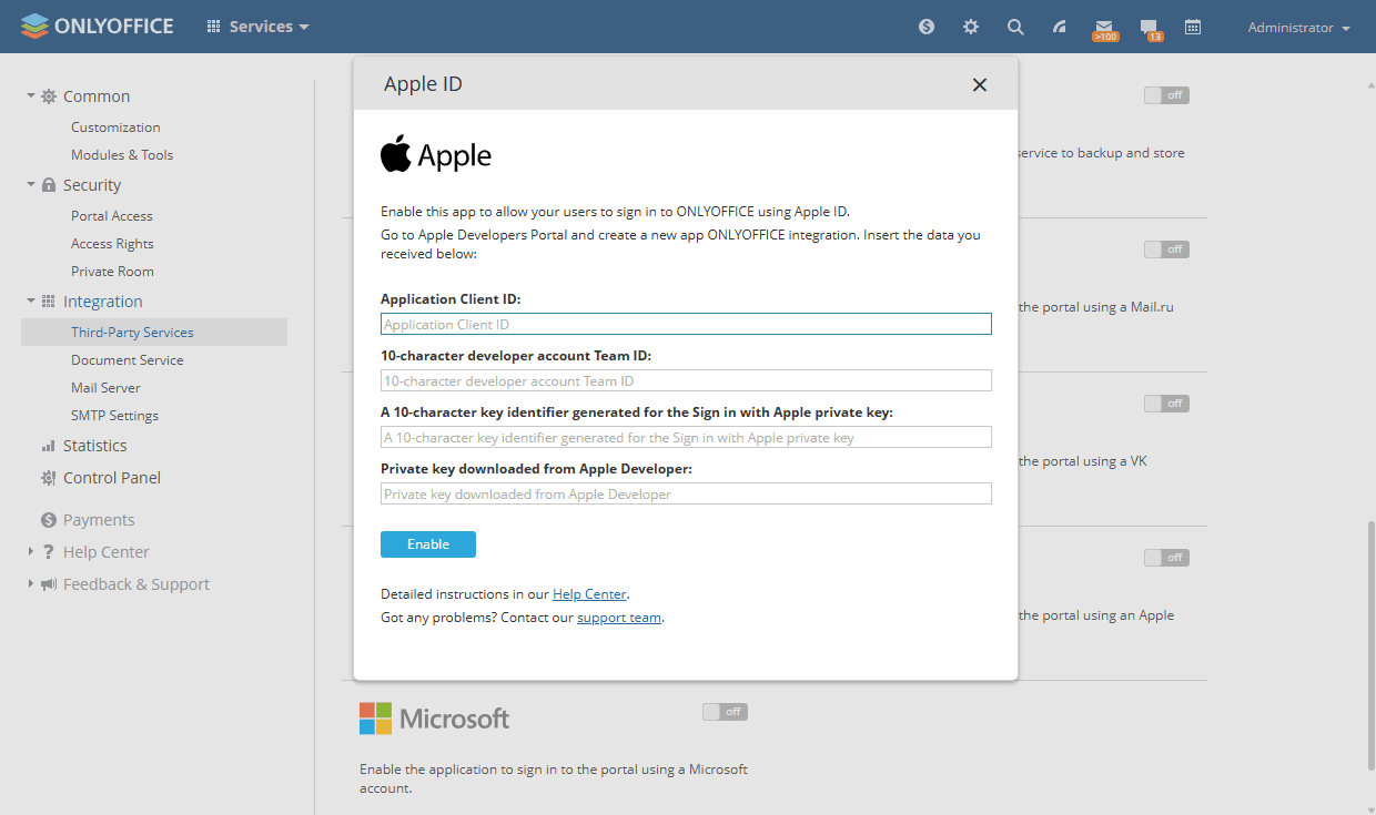 Integrate Apple