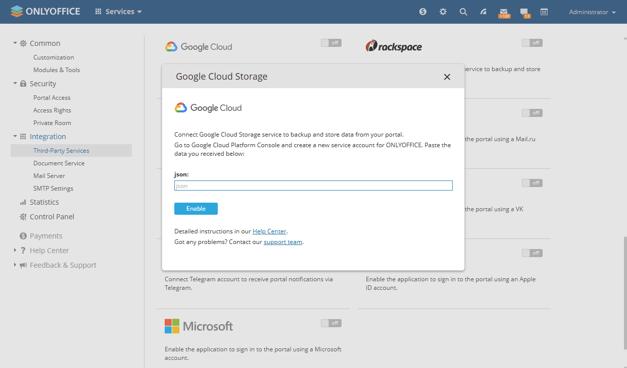 Integrate Google Cloud