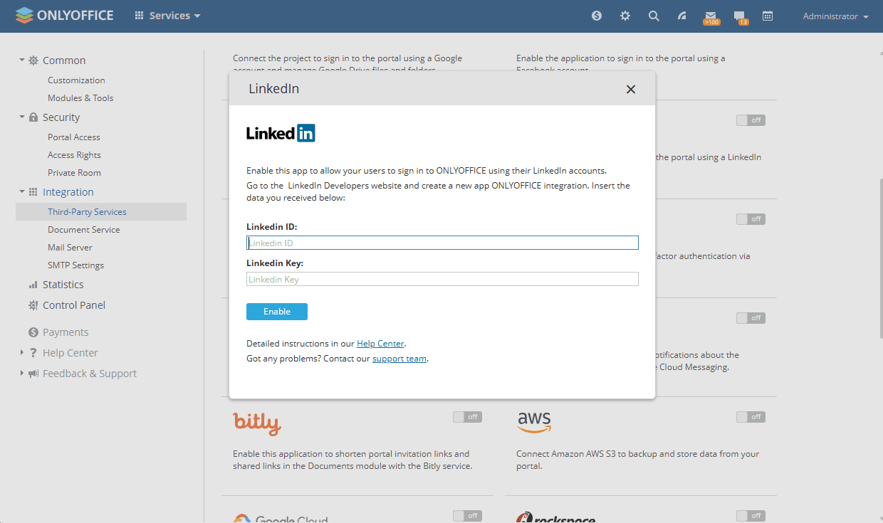 Integrate LinkedIn