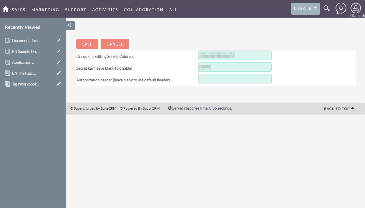 ONLYOFFICE_SuiteCRM_JWT_settings
