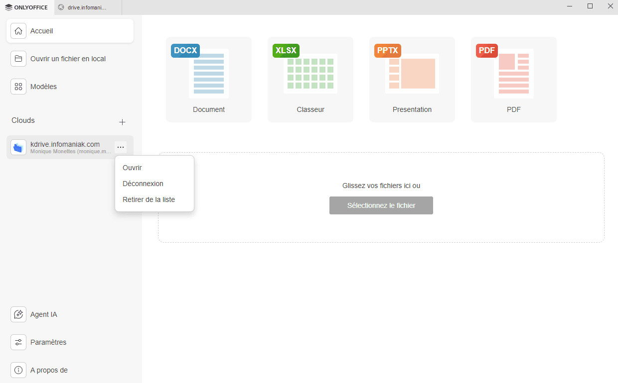 Liste des comptes connectés