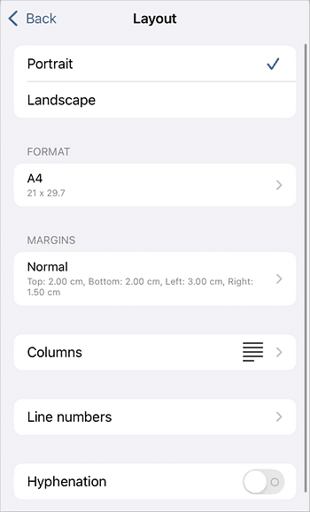 Layout options