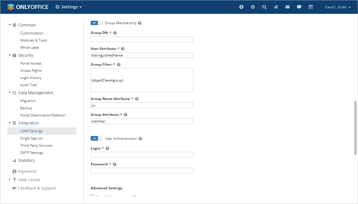 LDAP settings - groups