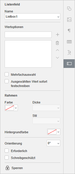 list box settings