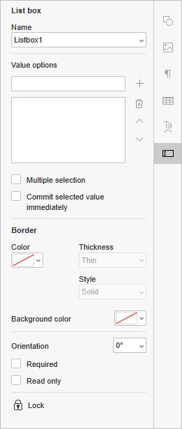 list box settings