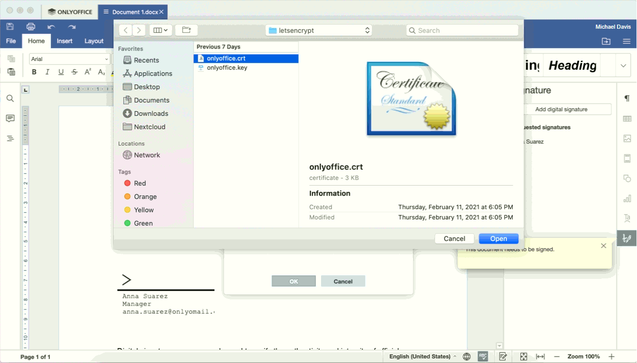 Select a Certificate