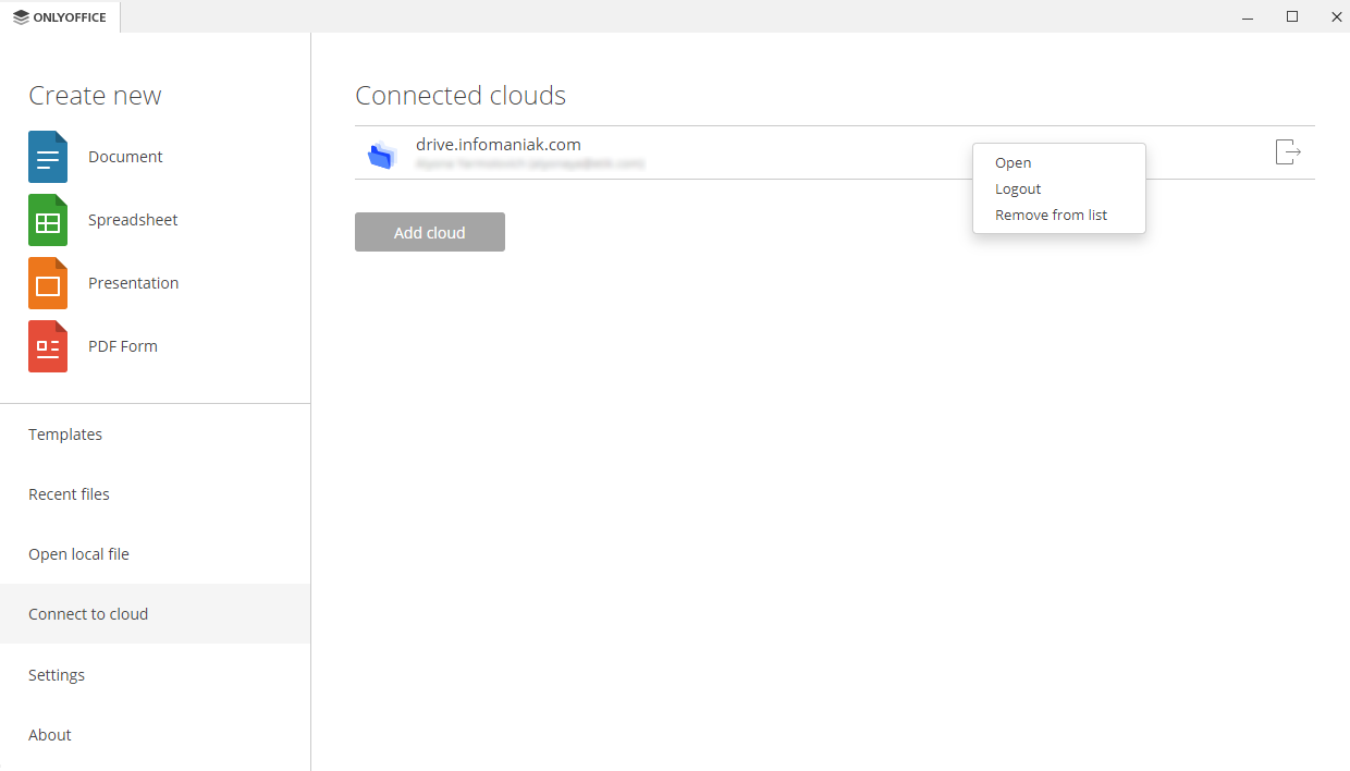 Connected accounts list