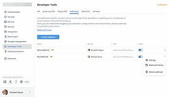 Using webhooks in DocSpace