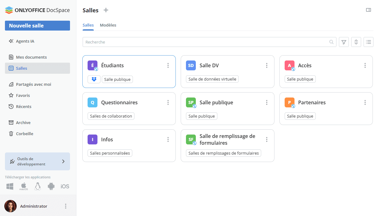 Structure de l'espace DocSpace