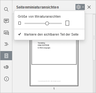 Page thumbnails settings