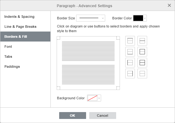 Paragraph Advanced Settings - Borders & Fill