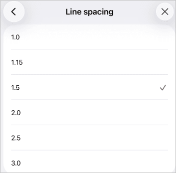 Line Spacing Panel