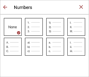 Paragraph List settings