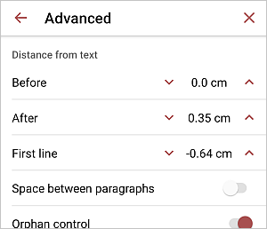 Paragraph line spacing settings