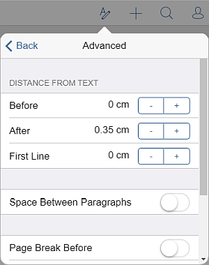Paragraph spacing settings
