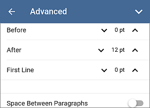 Paragraph spacing settings