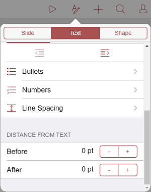 Paragraph spacing settings