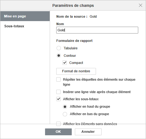 Les options des Filtres du tableau croisé dynamique