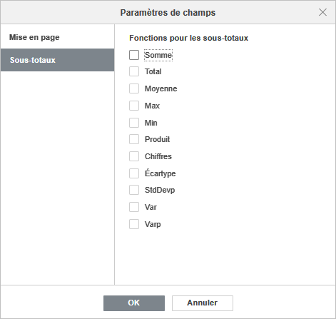Les options des Filtres du tableau croisé dynamique