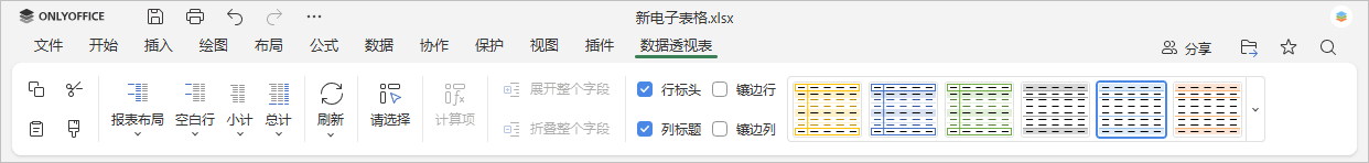 数据透视表选项卡