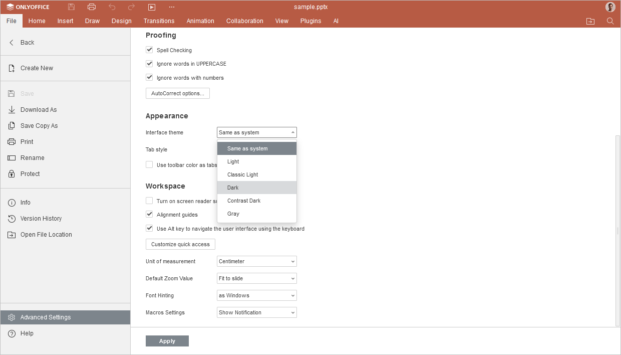 How to enable dark theme?