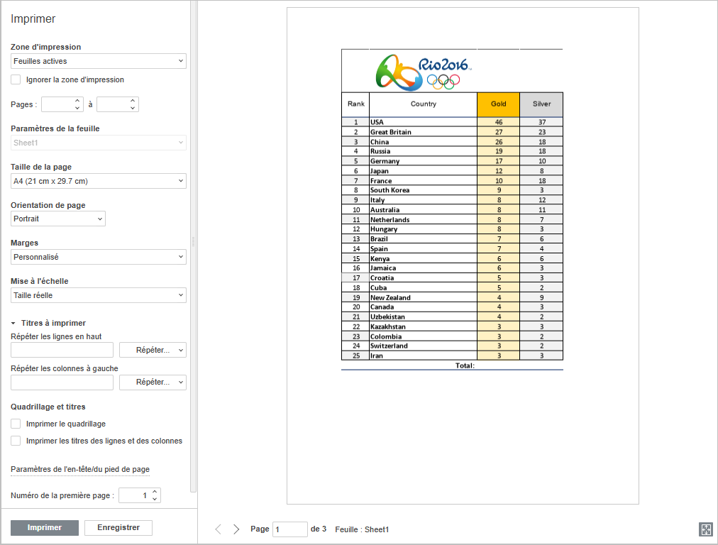 Paramètres d'impression