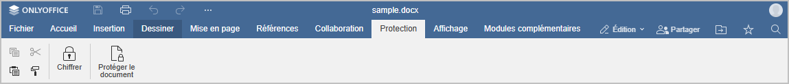 Onglet Protection