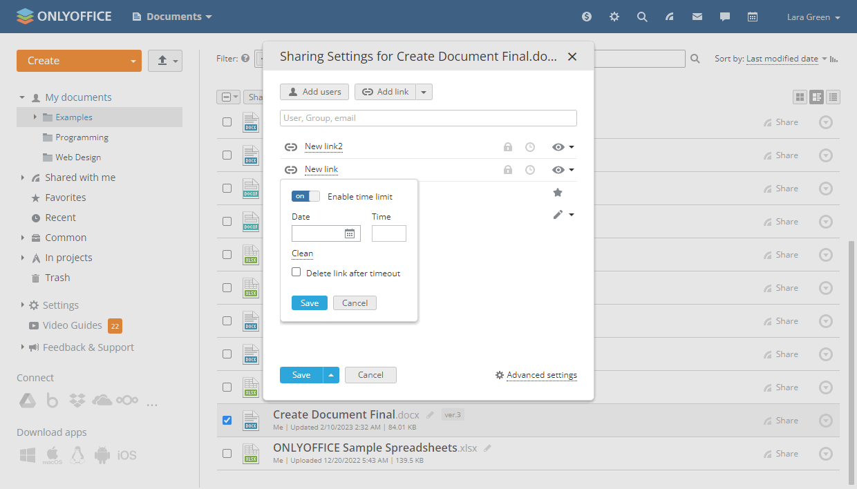 Sharing files and folders