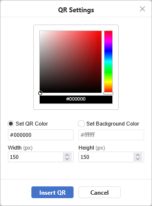 Paramètres du Générateur de code QR