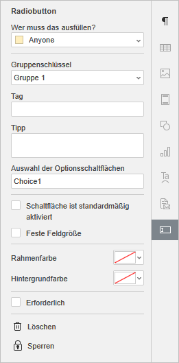 radio button settings
